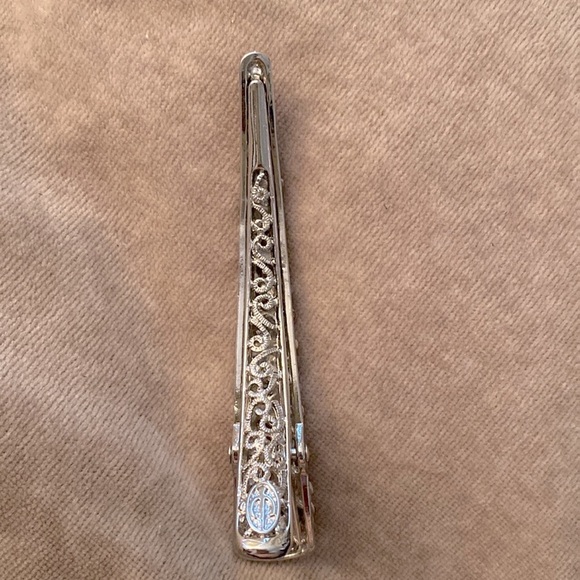 Gorgeous hinge opening hair clip floral silver / pink plating and CZ stones 💞 - Picture 3 of 4